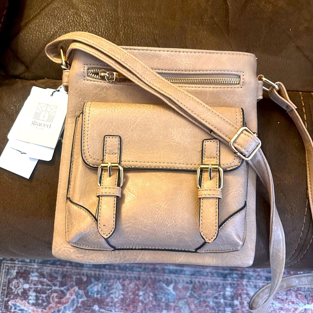 Graced Tan Crossbody Bag